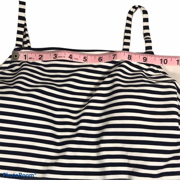 Kona Sol Womens Sz Medium 8-10 Tankini Swim Top Striped Navy White New With Tags - Picture 7 of 12